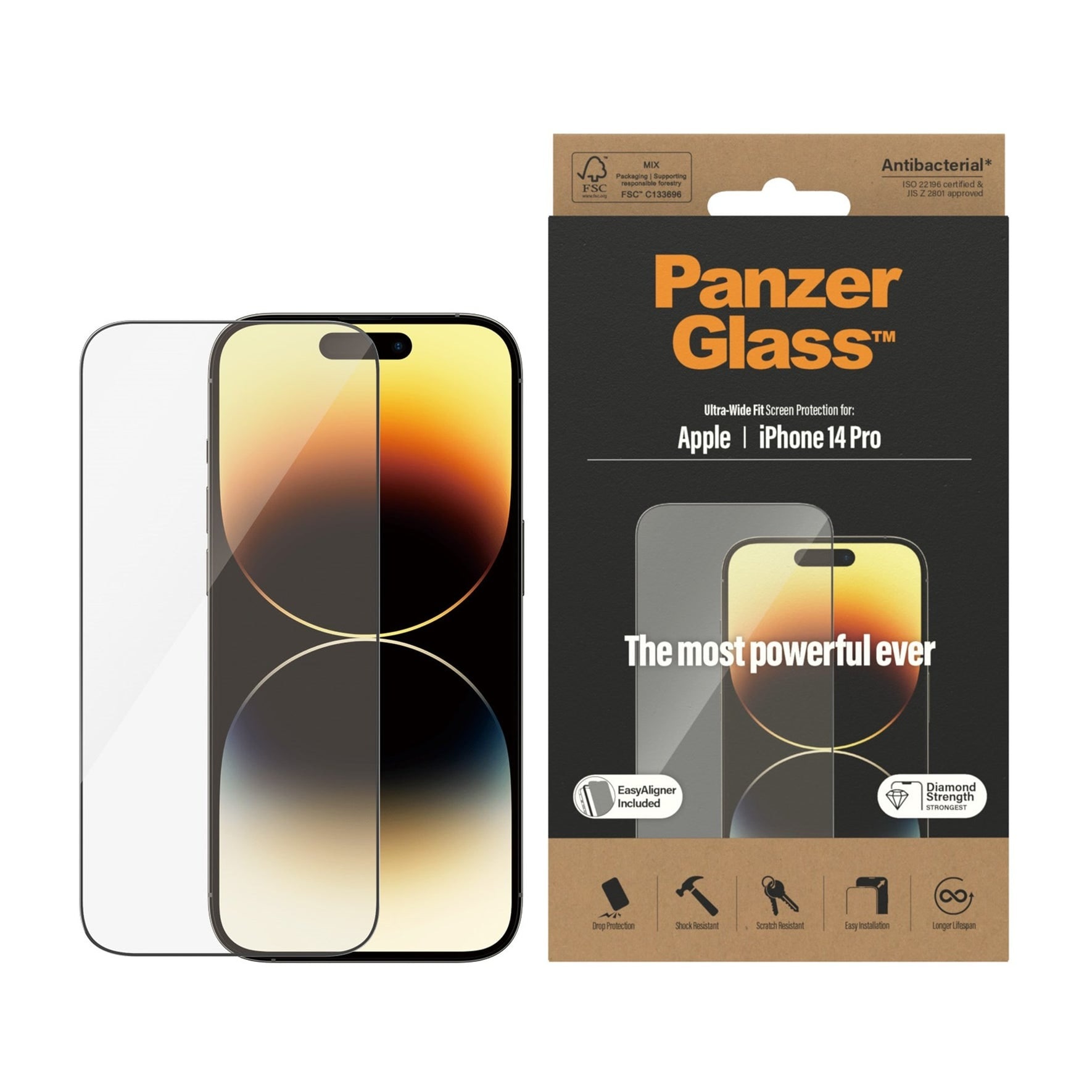iPhone 14 Pro Skærmbeskytter med monteringsramme - Ultra Wide Fit