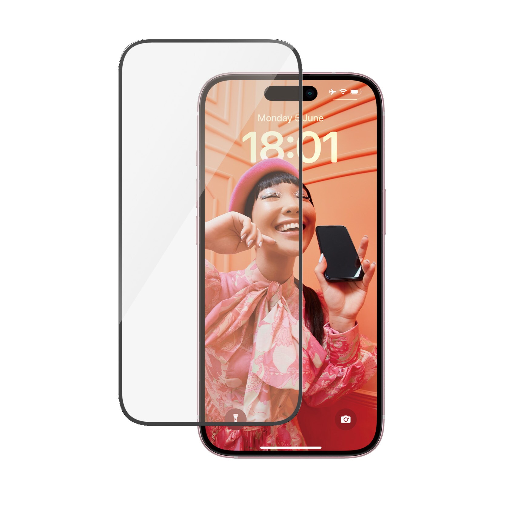iPhone 15 Skærmbeskytter med monteringsramme - Ultra Wide Fit