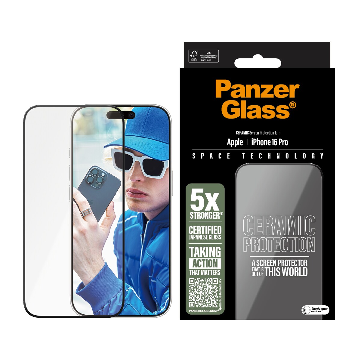 iPhone 16 Pro Ceramic skærmbeskytter med installationsramme - Ultra Wide Fit