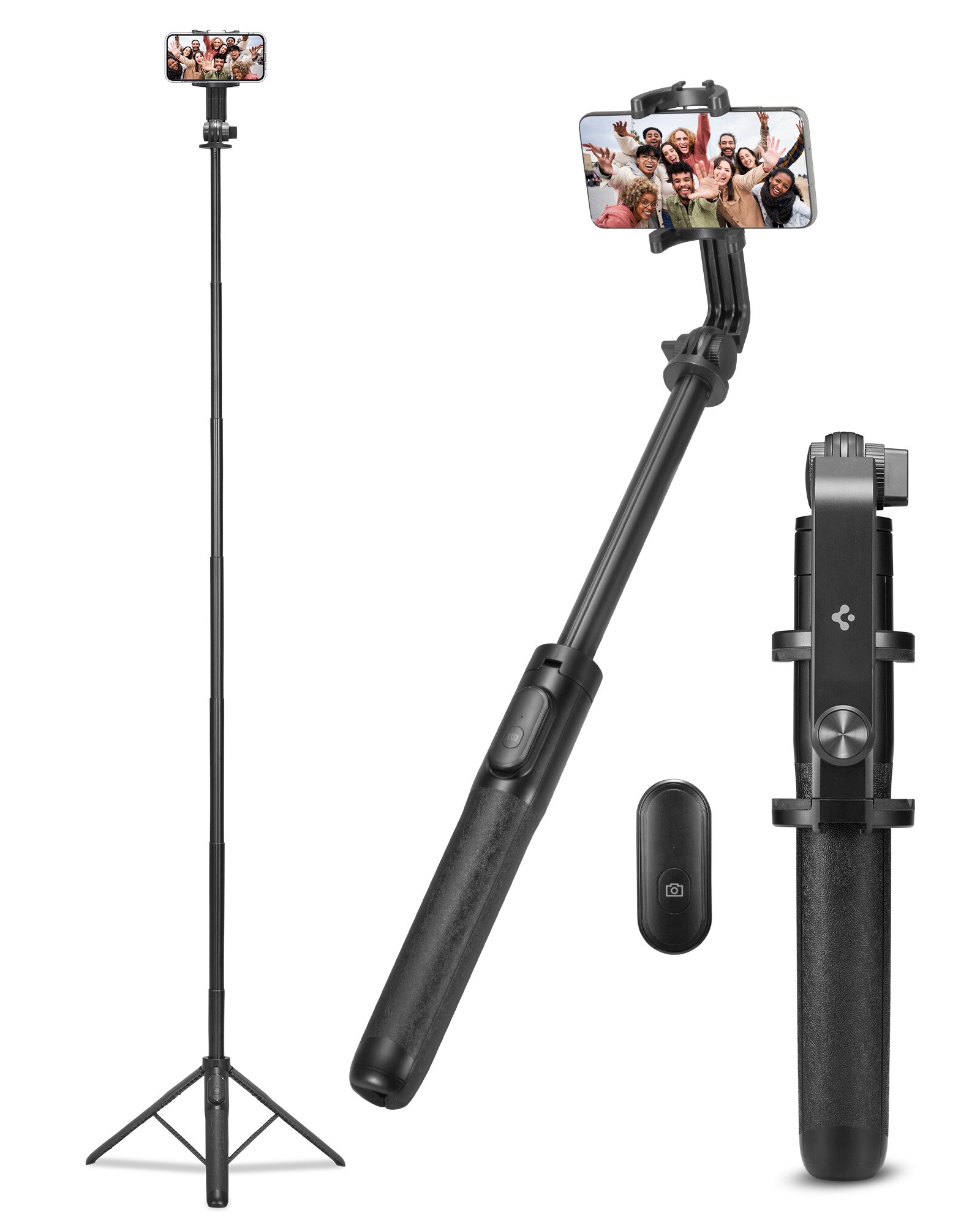 Selfie stick med indbygget stativ, Sort