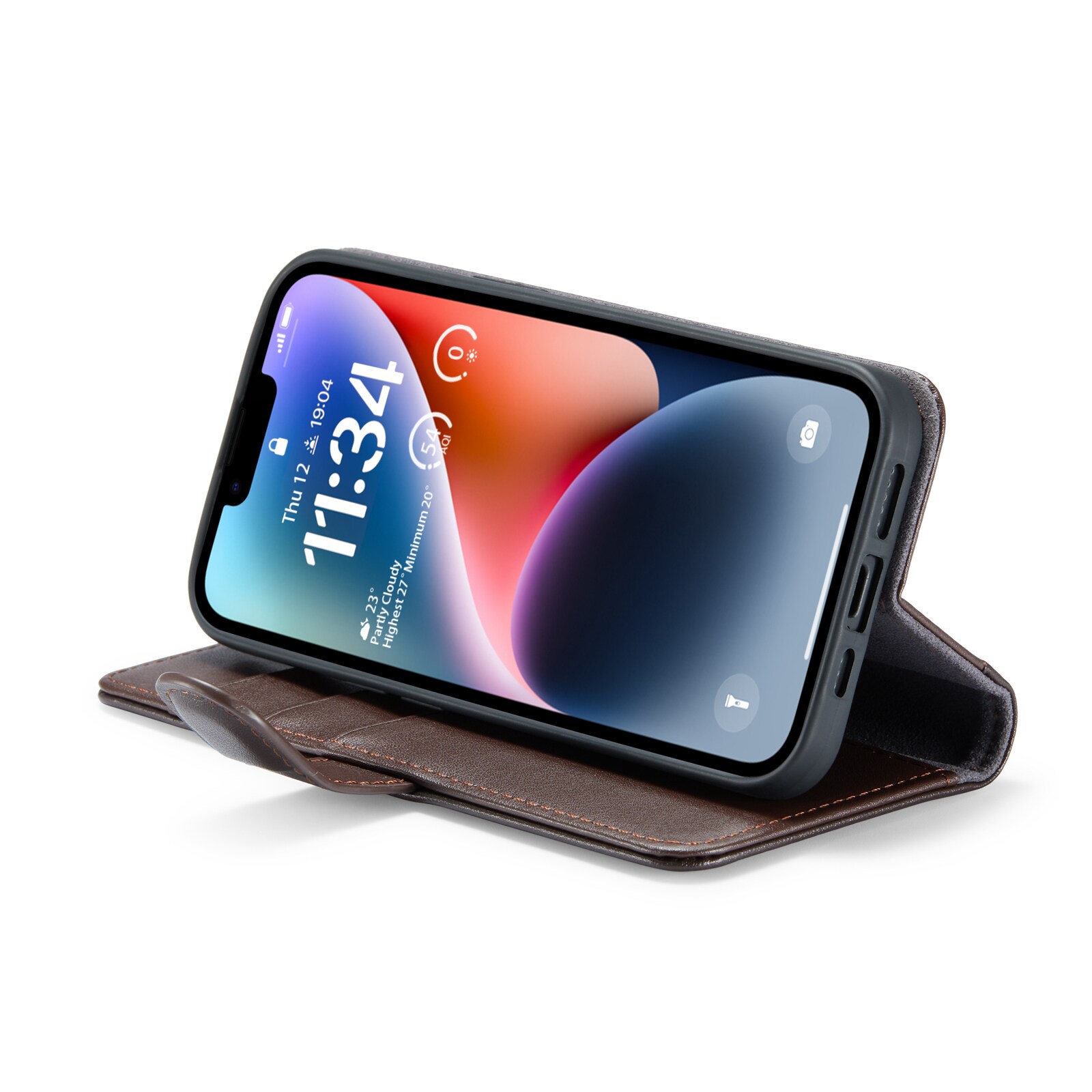 iPhone 13 Pungetui i ægte læder, Brun