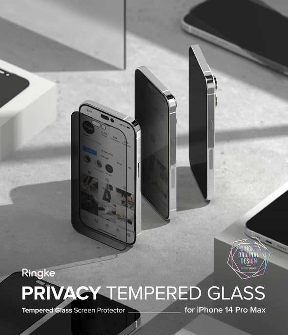 iPhone 14 Pro Max Anti-spy skærmbeskytter i glas med monteringsværktøj