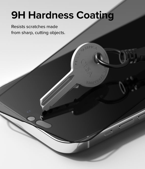 iPhone 14 Pro Anti-spy skærmbeskytter i glas med monteringsværktøj