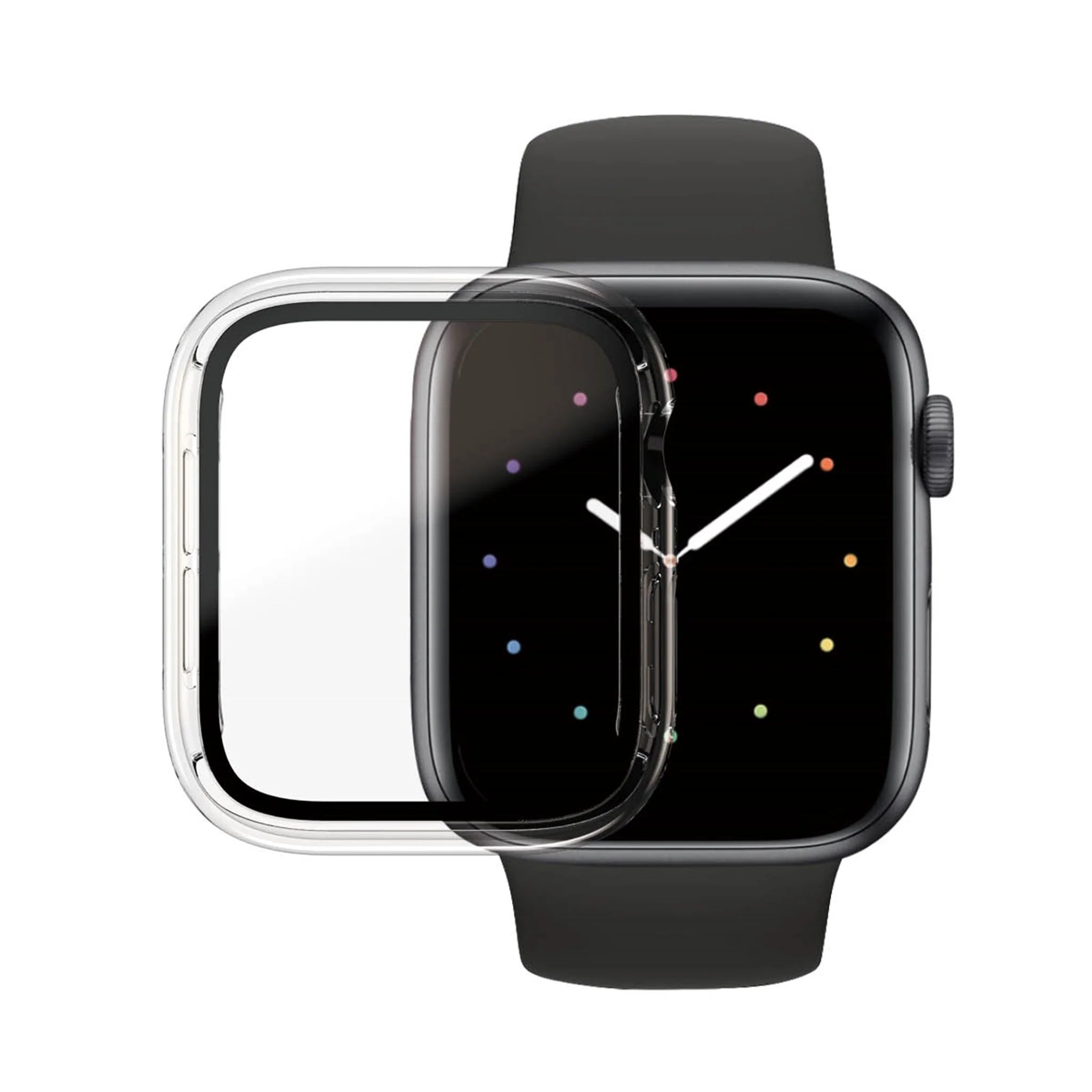 Apple Watch Series 4-6 44mm Heldækkende cover med skærmbeskytter, Gennemsigtig