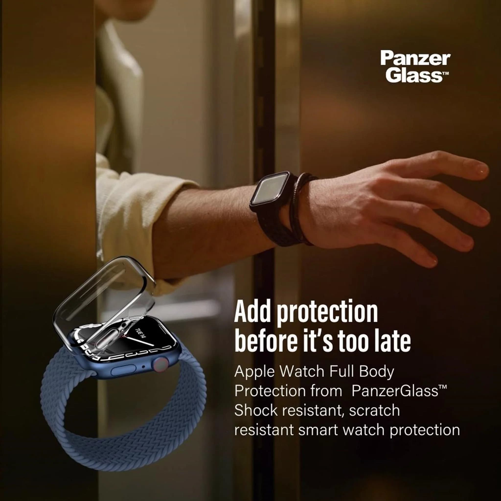 Apple Watch Series 4-6 44mm Heldækkende cover med skærmbeskytter, Gennemsigtig