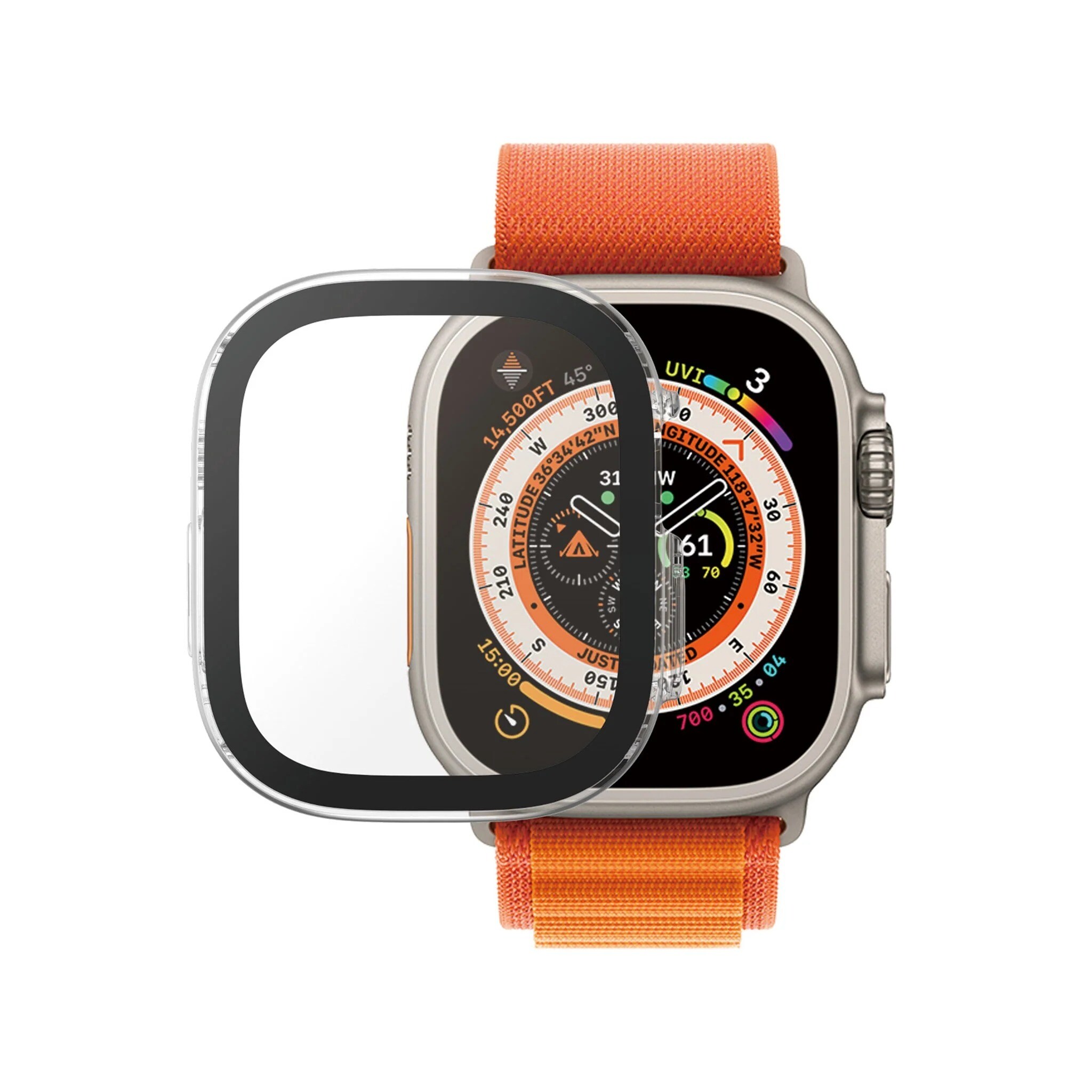 Apple Watch Ultra 49mm 3rd Gen Heldækkende cover med skærmbeskytter, Gennemsigtig