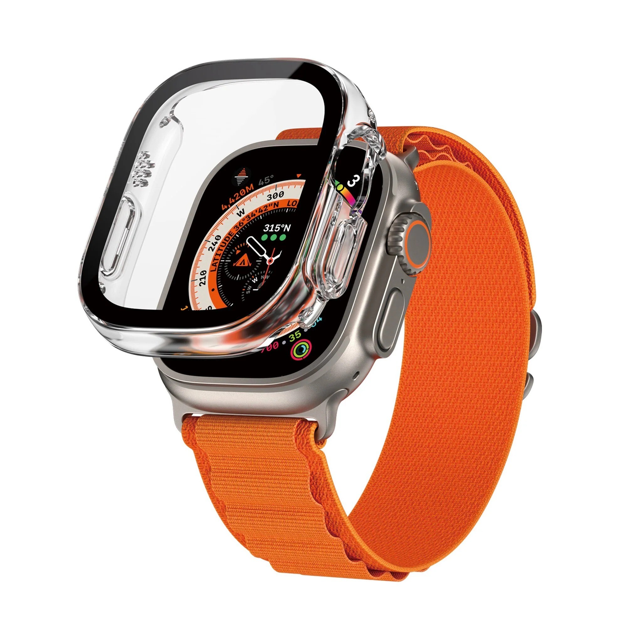 Apple Watch Ultra 49mm 3rd Gen Heldækkende cover med skærmbeskytter, Gennemsigtig