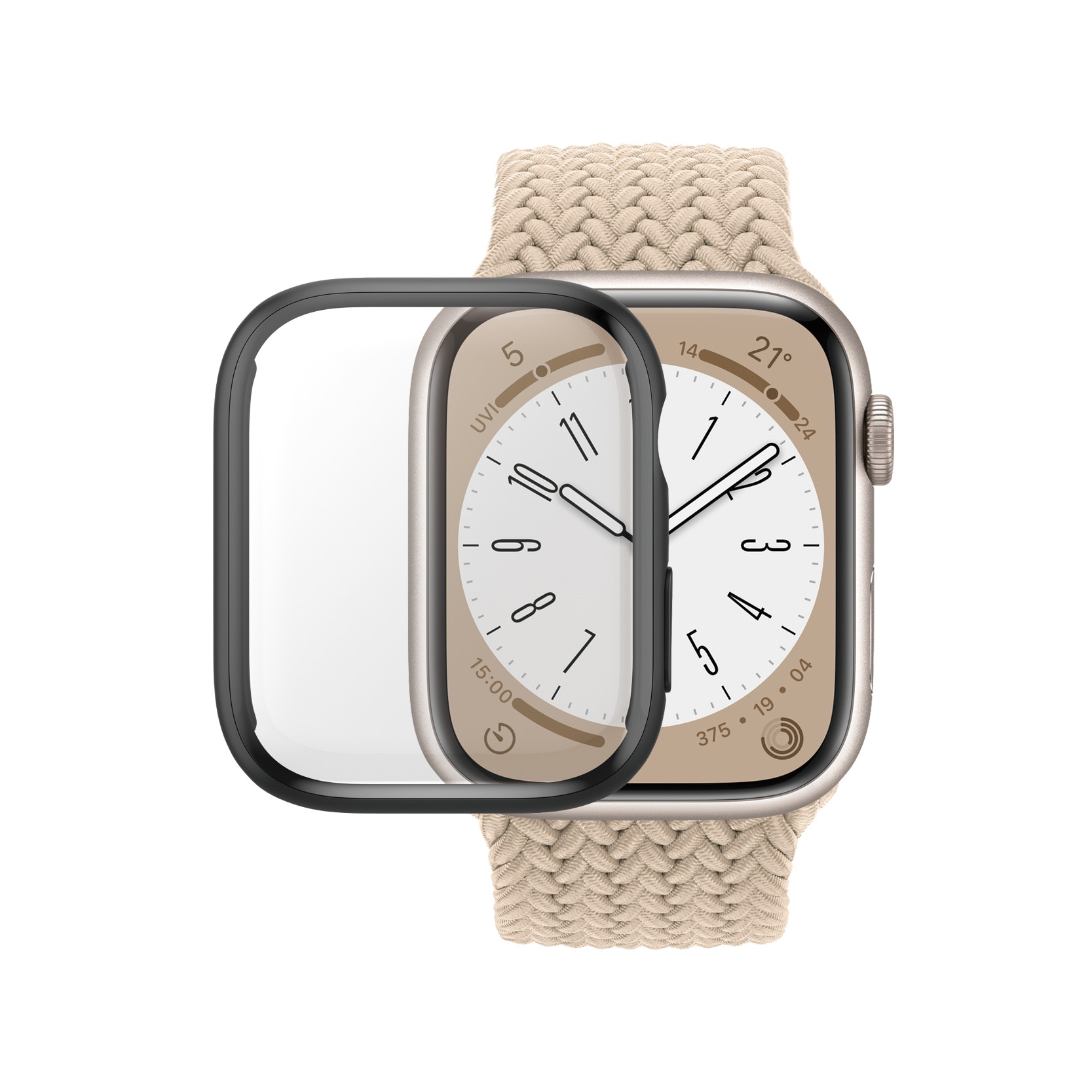 Apple Watch Series 9 45mm Fuldendt cover med skærmbeskytter D3O, Sort