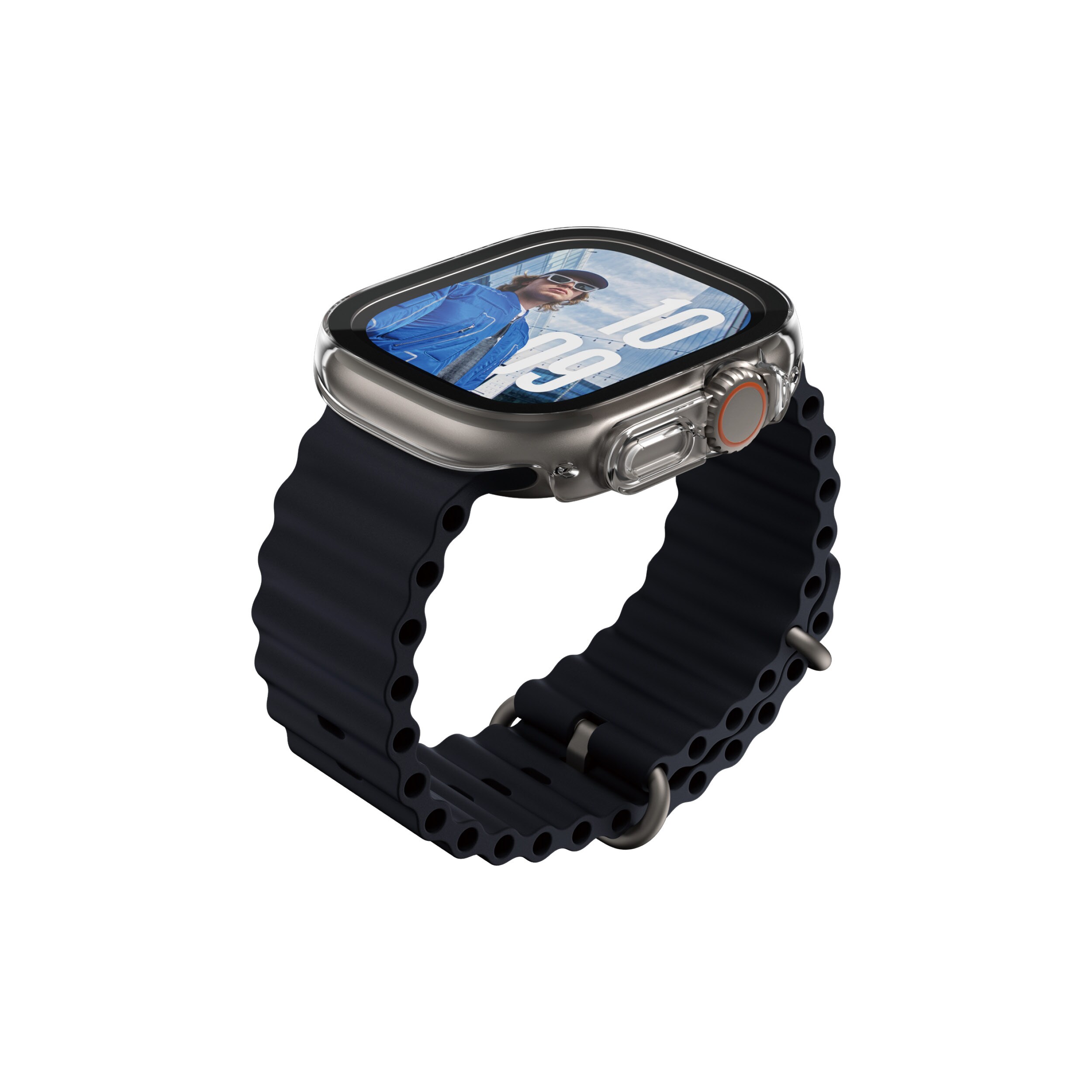 Apple Watch Ultra 49mm 1st Gen Slankt heldækkende cover med skærmbeskytter, Gennemsigtig