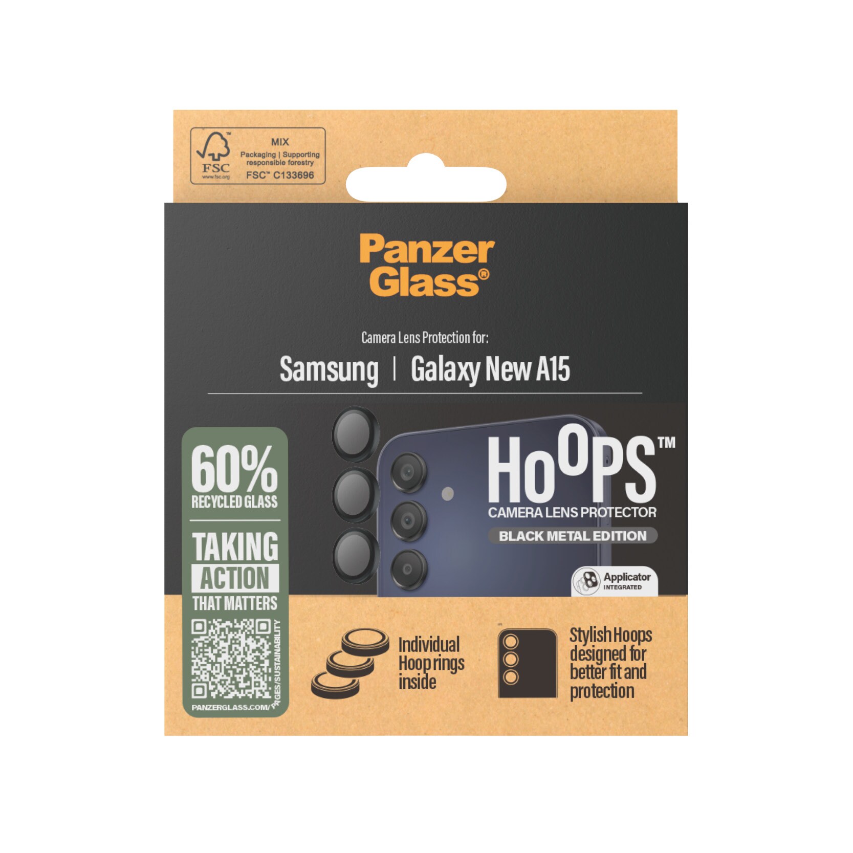 Samsung Galaxy A16 Hoops linsebeskyttelse med aluminiumramme, Sort