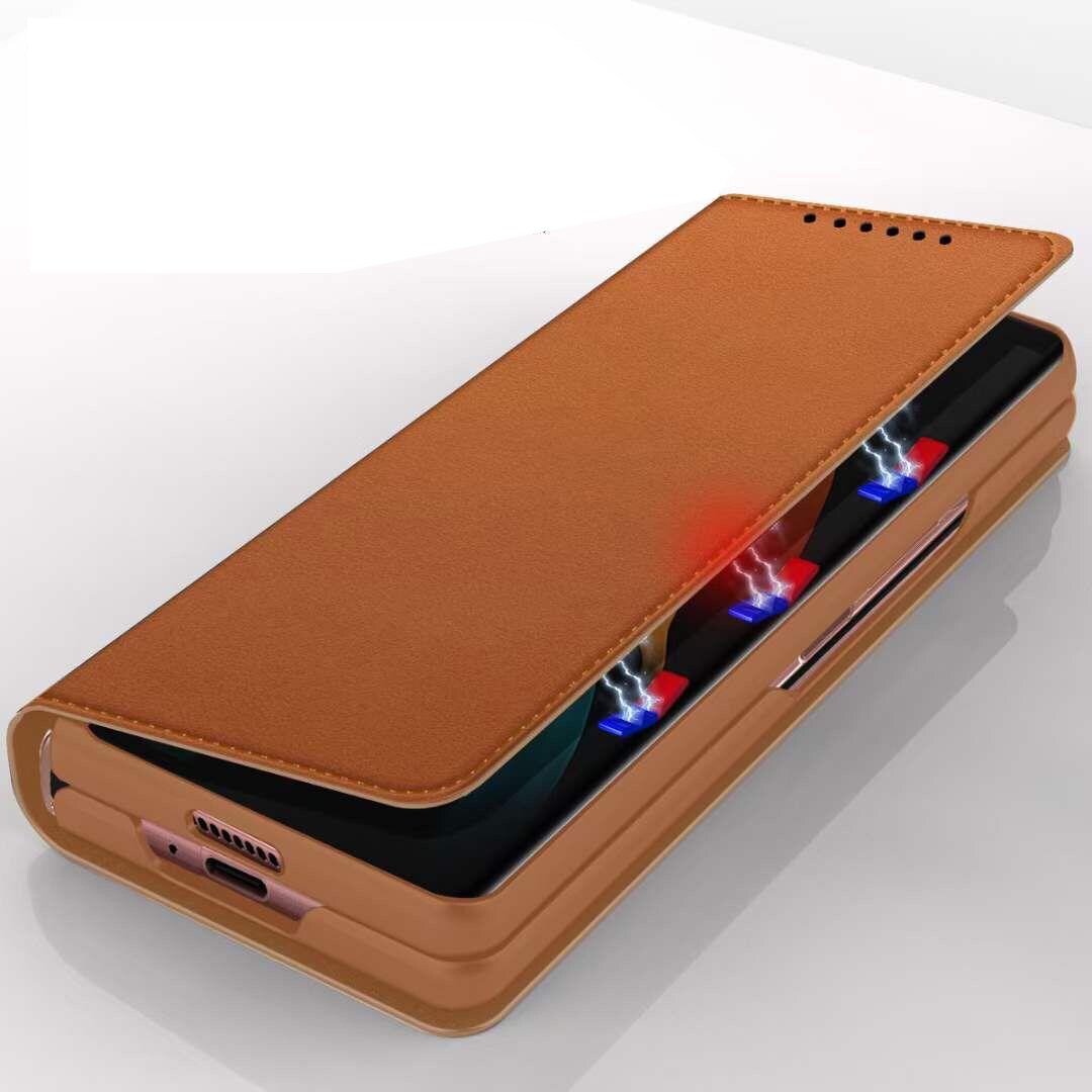 Samsung Galaxy Z Fold 5 Pungetui i ægte læder, Cognac