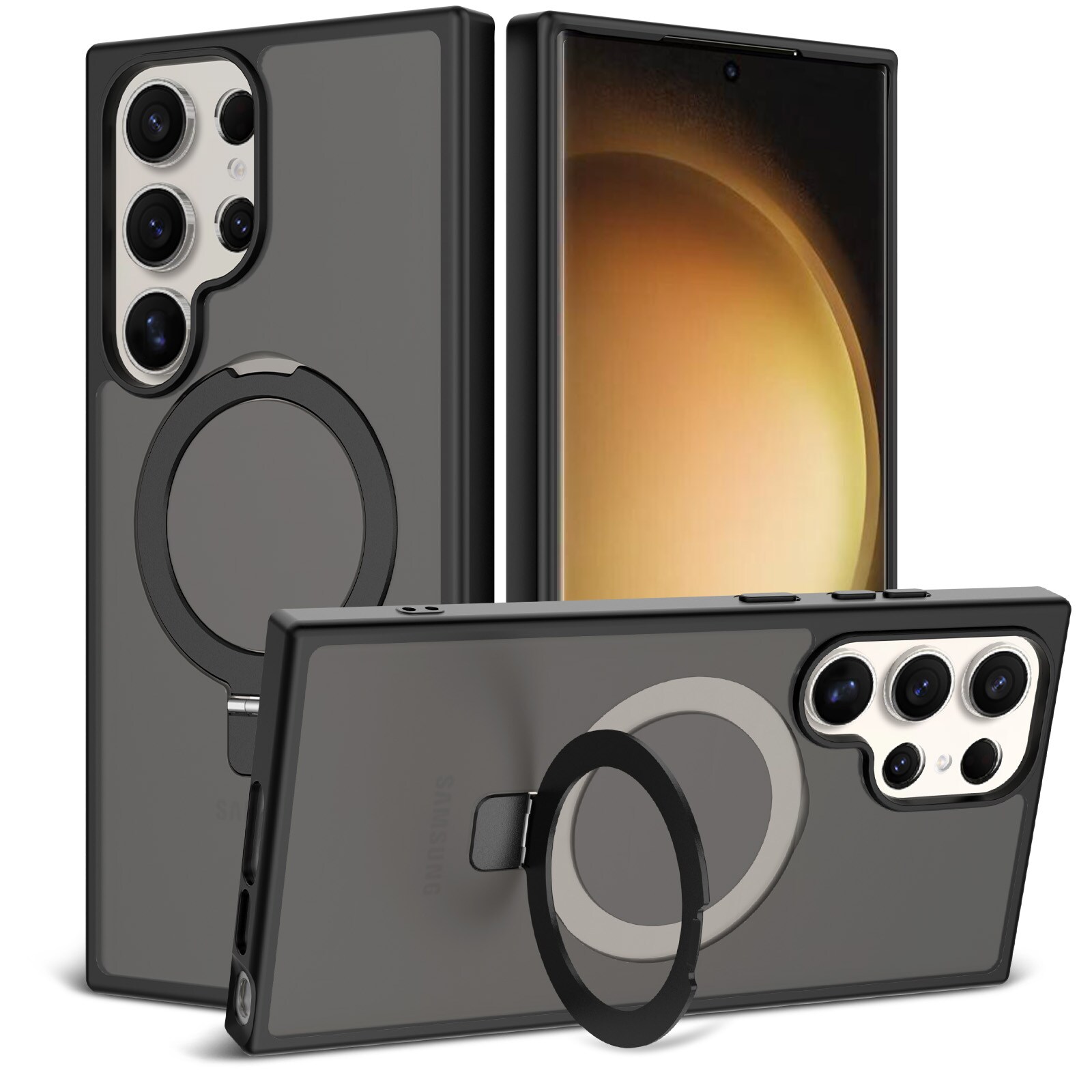 Samsung Galaxy S23 Ultra Magnetic hybridcover med stativfunktion, Sort