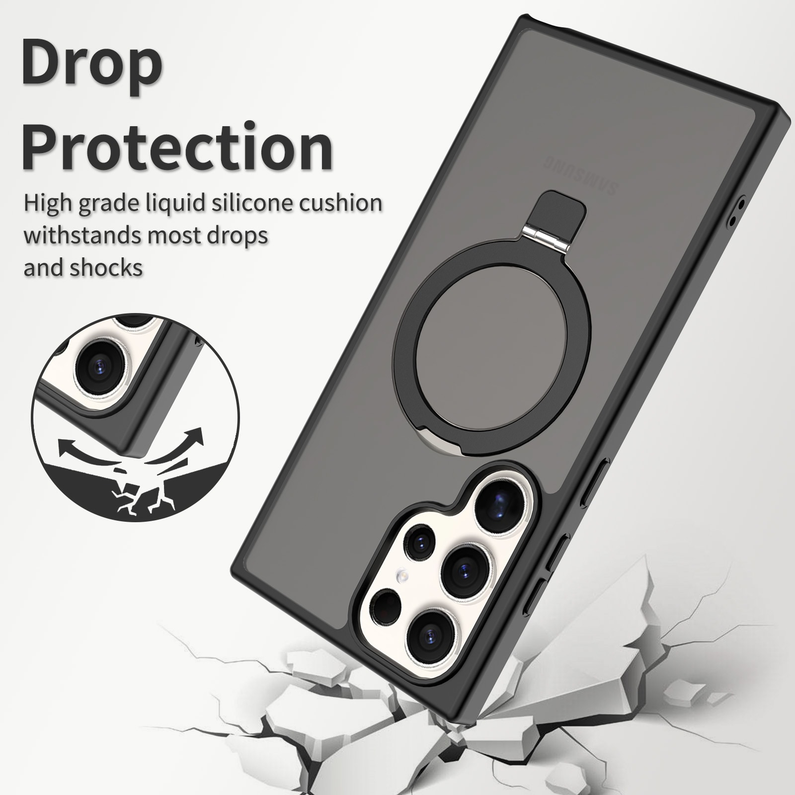 Samsung Galaxy S23 Ultra Magnetic hybridcover med stativfunktion, Sort