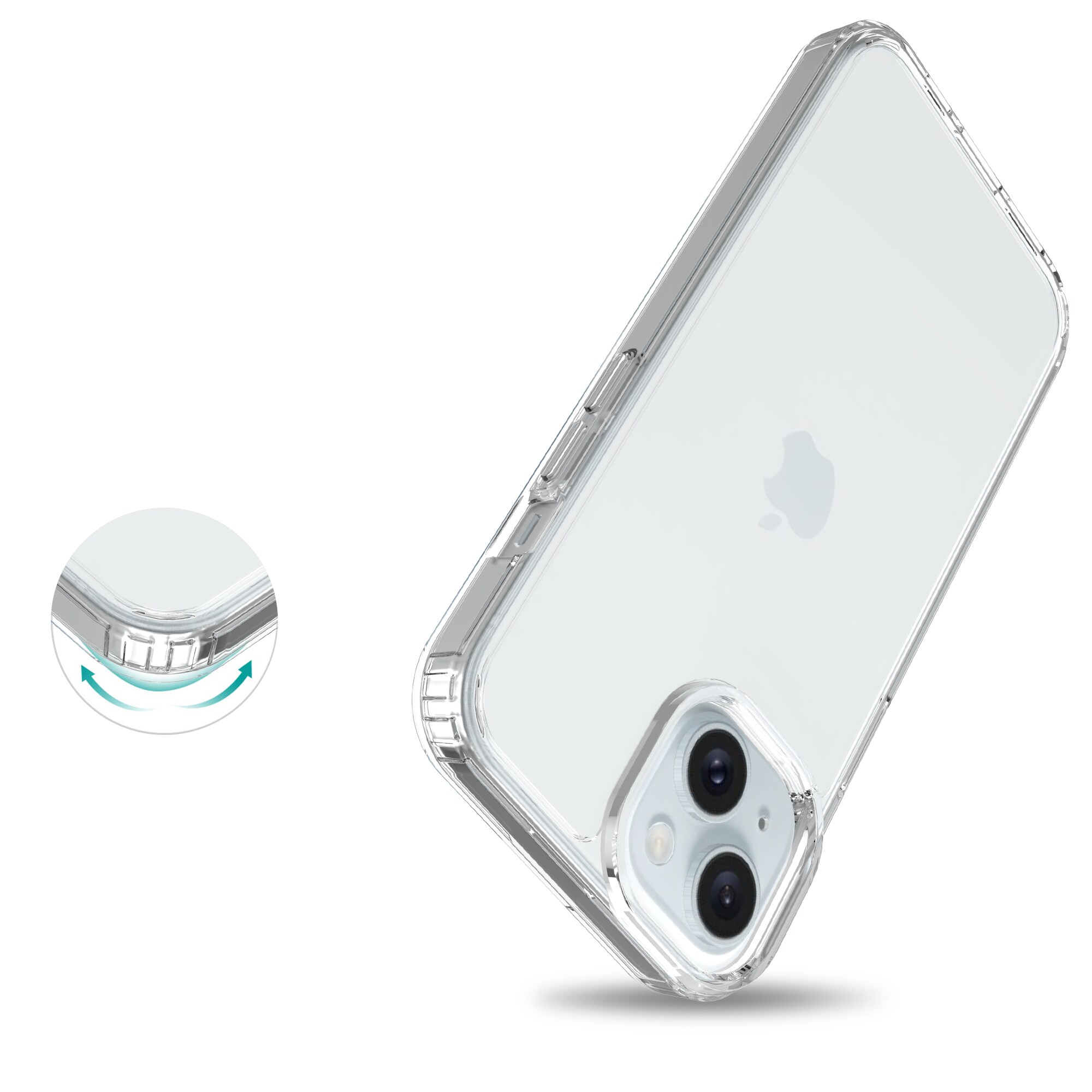 iPhone 15 Crystal Hybrid-cover, Gennemsigtig