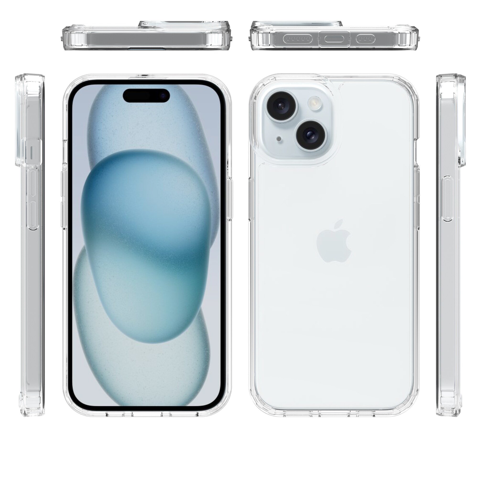 iPhone 15 Crystal Hybrid-cover, Gennemsigtig