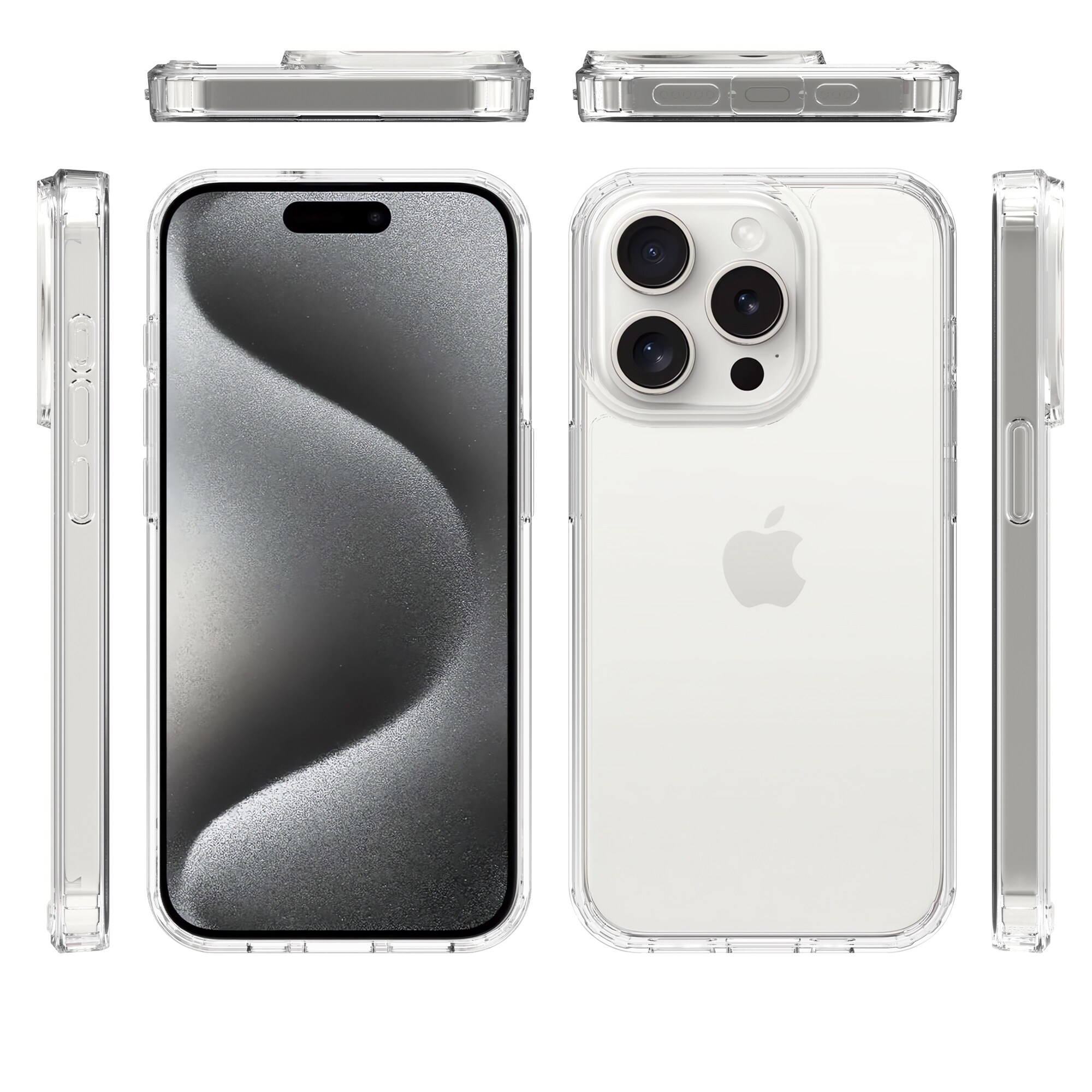 iPhone 15 Pro Crystal Hybrid-cover, Gennemsigtig