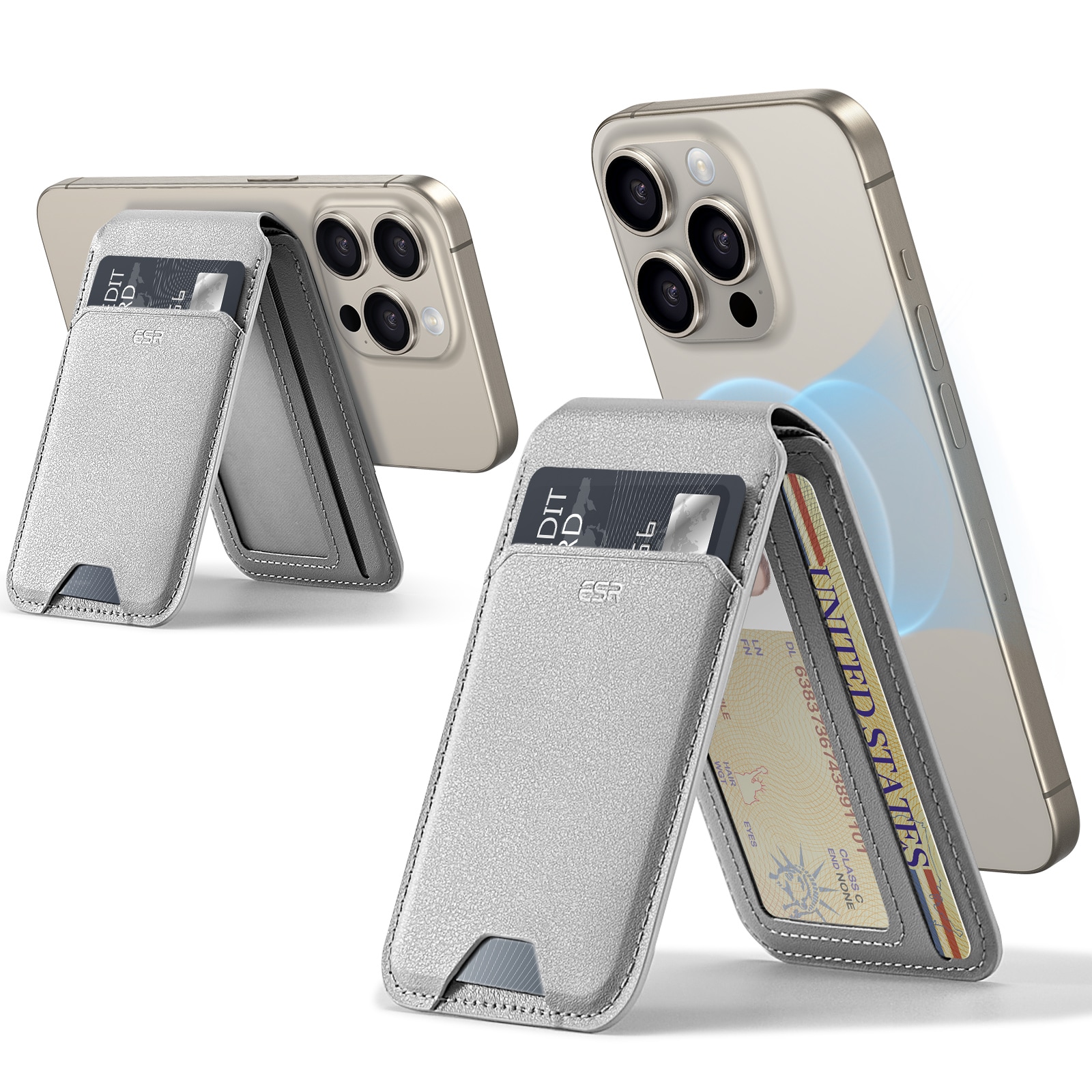 HaloLock MagSafe kortholder med stativ, Light Tan