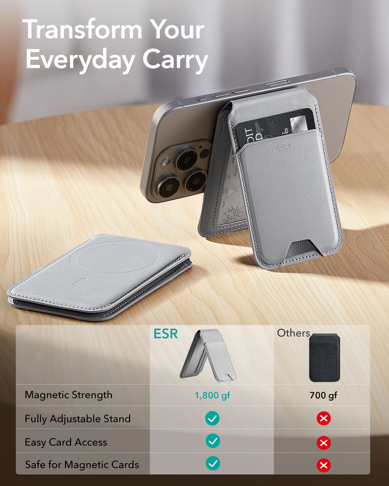 HaloLock MagSafe kortholder med stativ, Light Tan