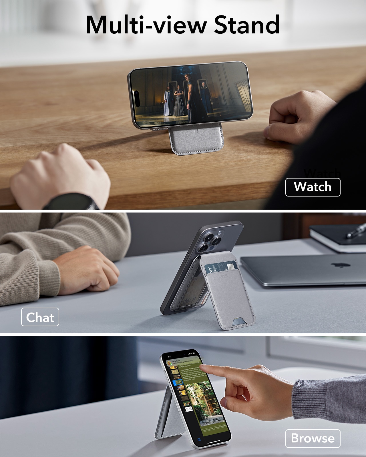 HaloLock MagSafe kortholder med stativ, Light Tan