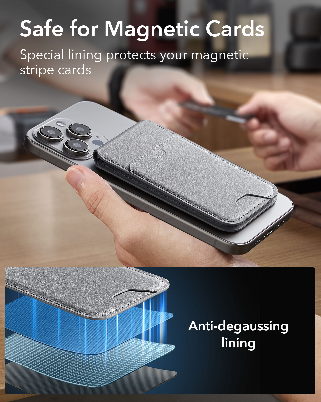 HaloLock MagSafe kortholder med stativ, Light Tan