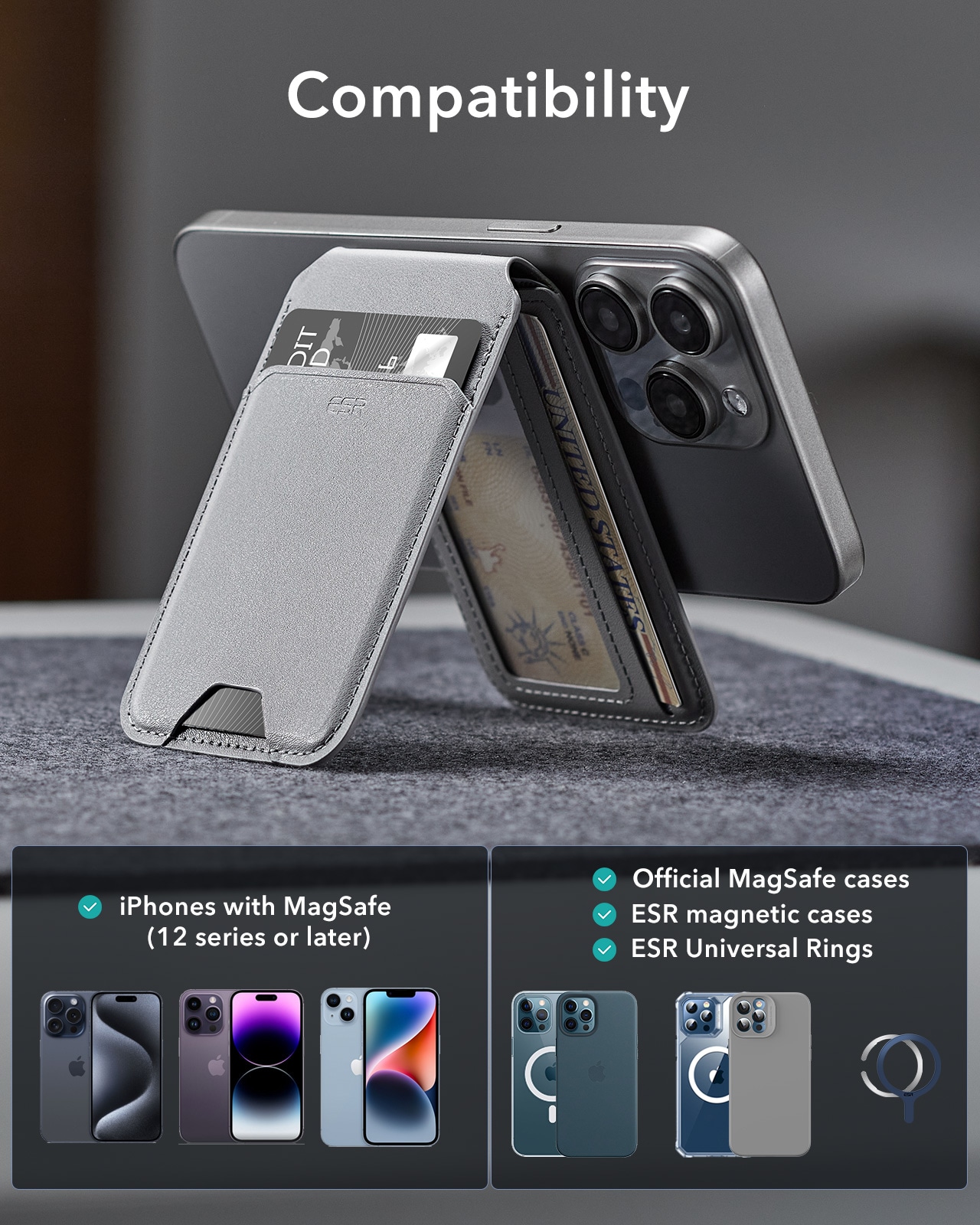 HaloLock MagSafe kortholder med stativ, Light Tan