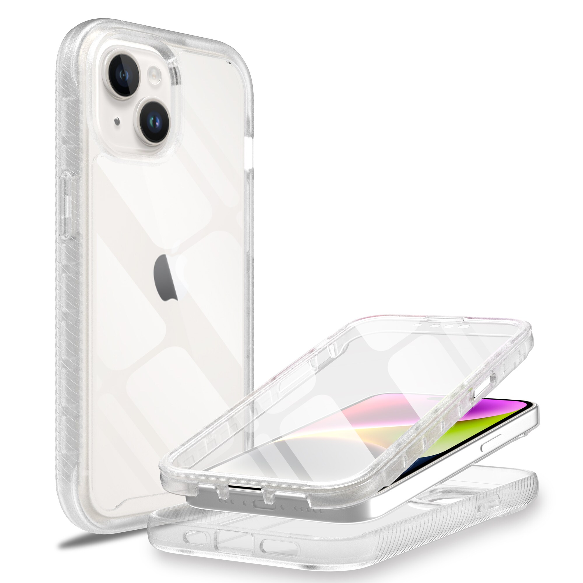 iPhone 15 Plus Mobilcover Full Protection, Gennemsigtig