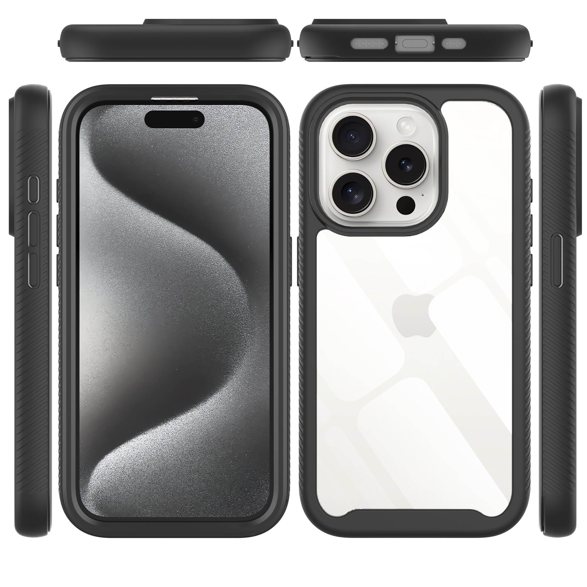 iPhone 15 Pro Max Mobilcover Full Protection, Sort
