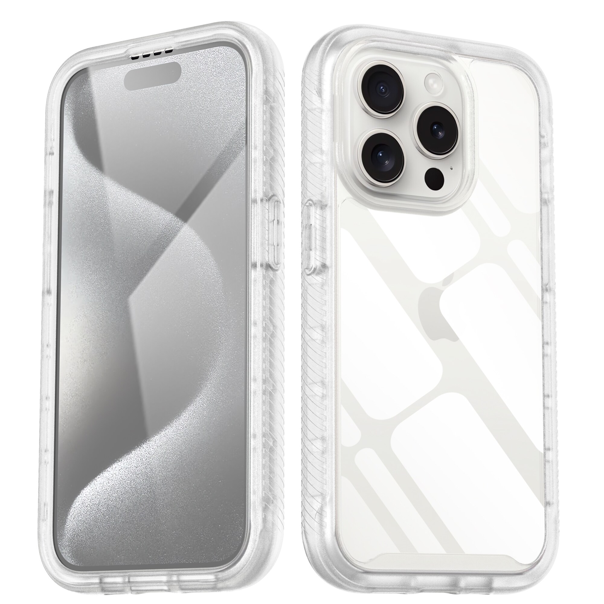 iPhone 15 Pro Mobilcover Full Protection, Gennemsigtig