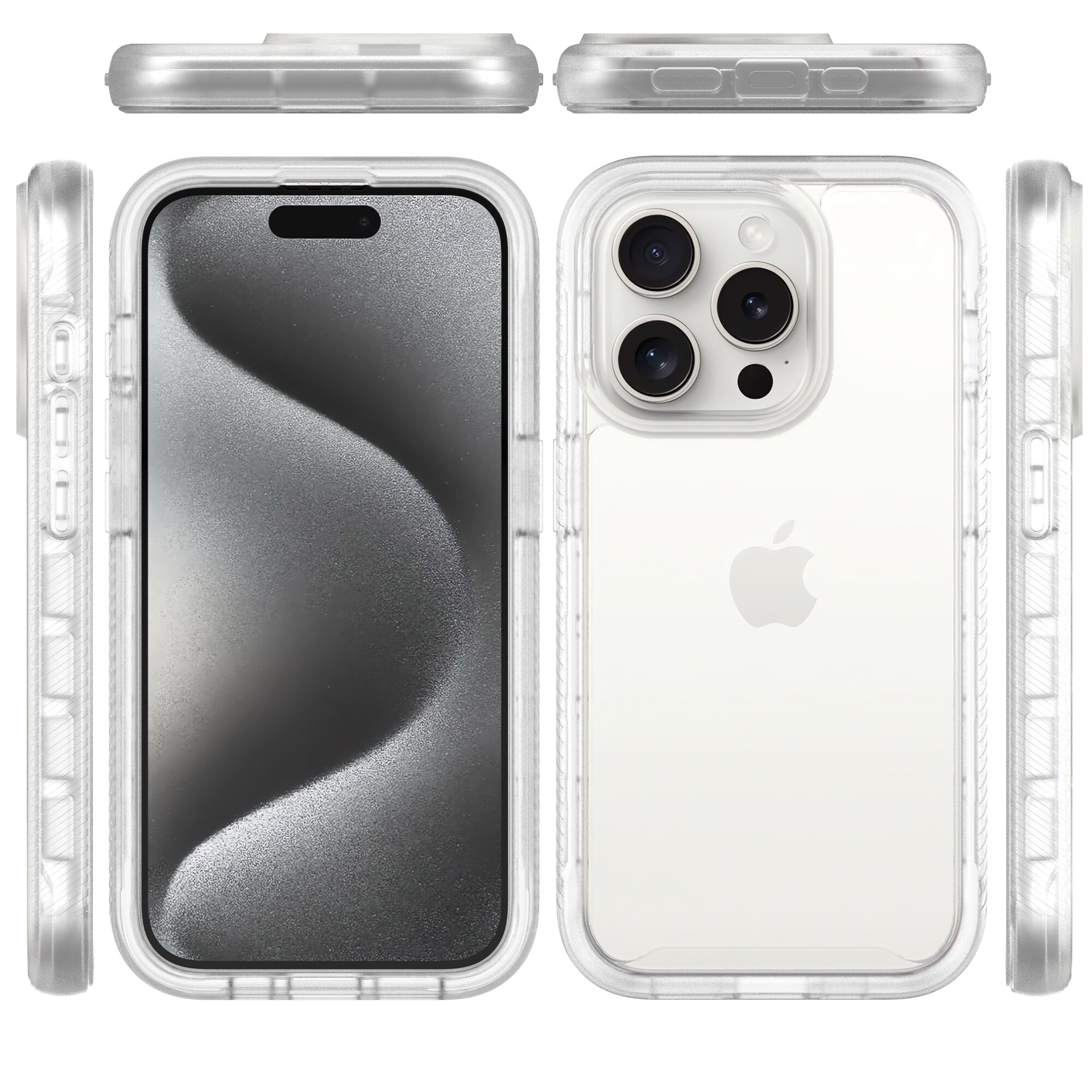 iPhone 15 Pro Mobilcover Full Protection, Gennemsigtig
