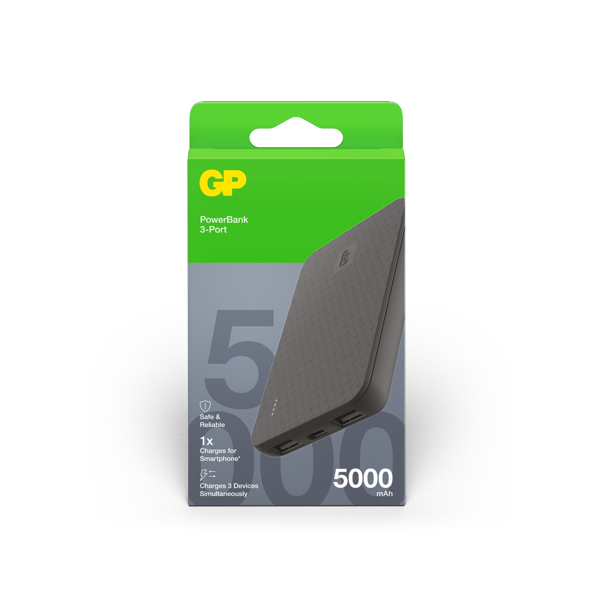 Powerbank Plus 5000 mAh, Sort