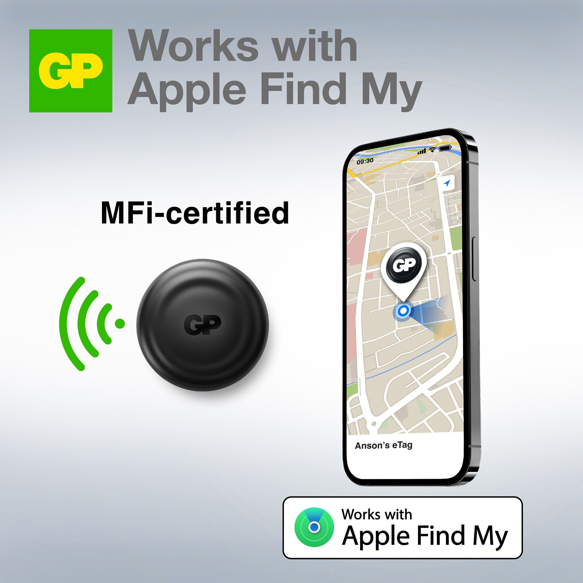 Smart Tracker eTag 1-pak, Sort