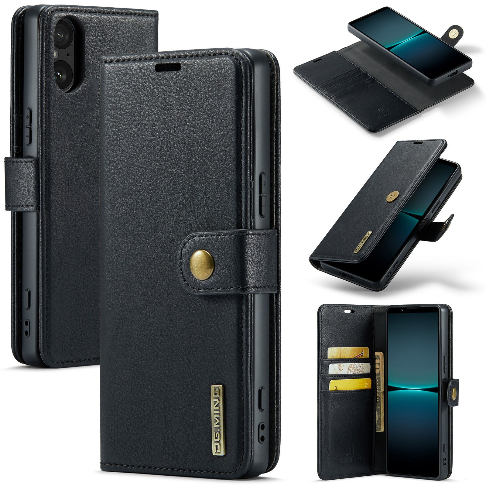 Sony Xperia 5 V Pungetui med aftageligt cover, Black