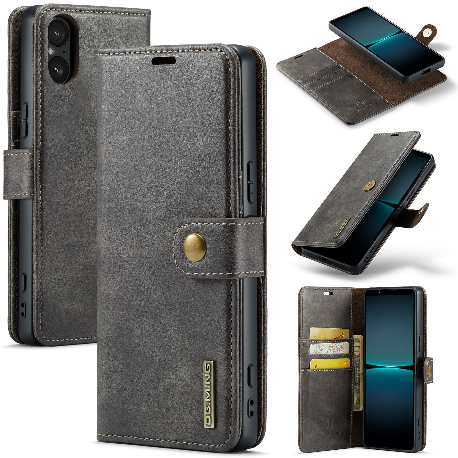 Sony Xperia 5 V Pungetui med aftageligt cover, Brown