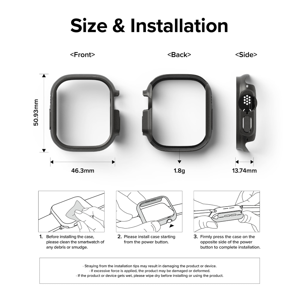 Apple Watch Ultra 49mm 3rd Gen Tyndt cover (2-pak), Titanium Black & Clear