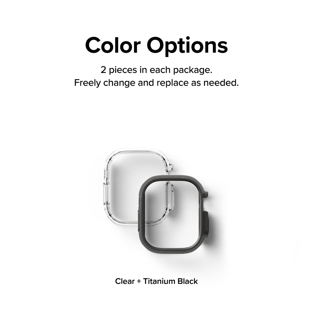 Apple Watch Ultra 49mm 3rd Gen Tyndt cover (2-pak), Titanium Black & Clear