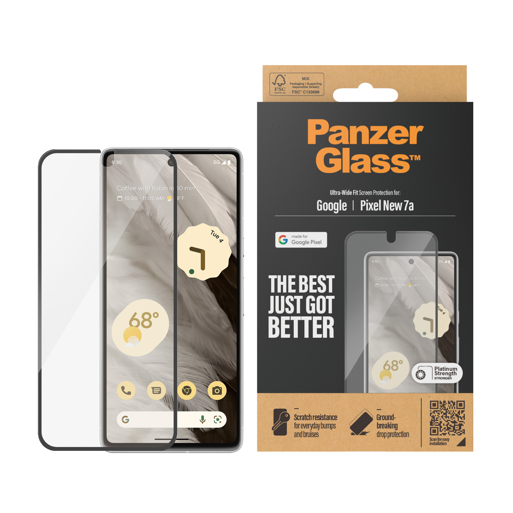 Google Pixel 8a Skærmbeskytter i ridsefast hærdet glas - Ultra Wide Fit