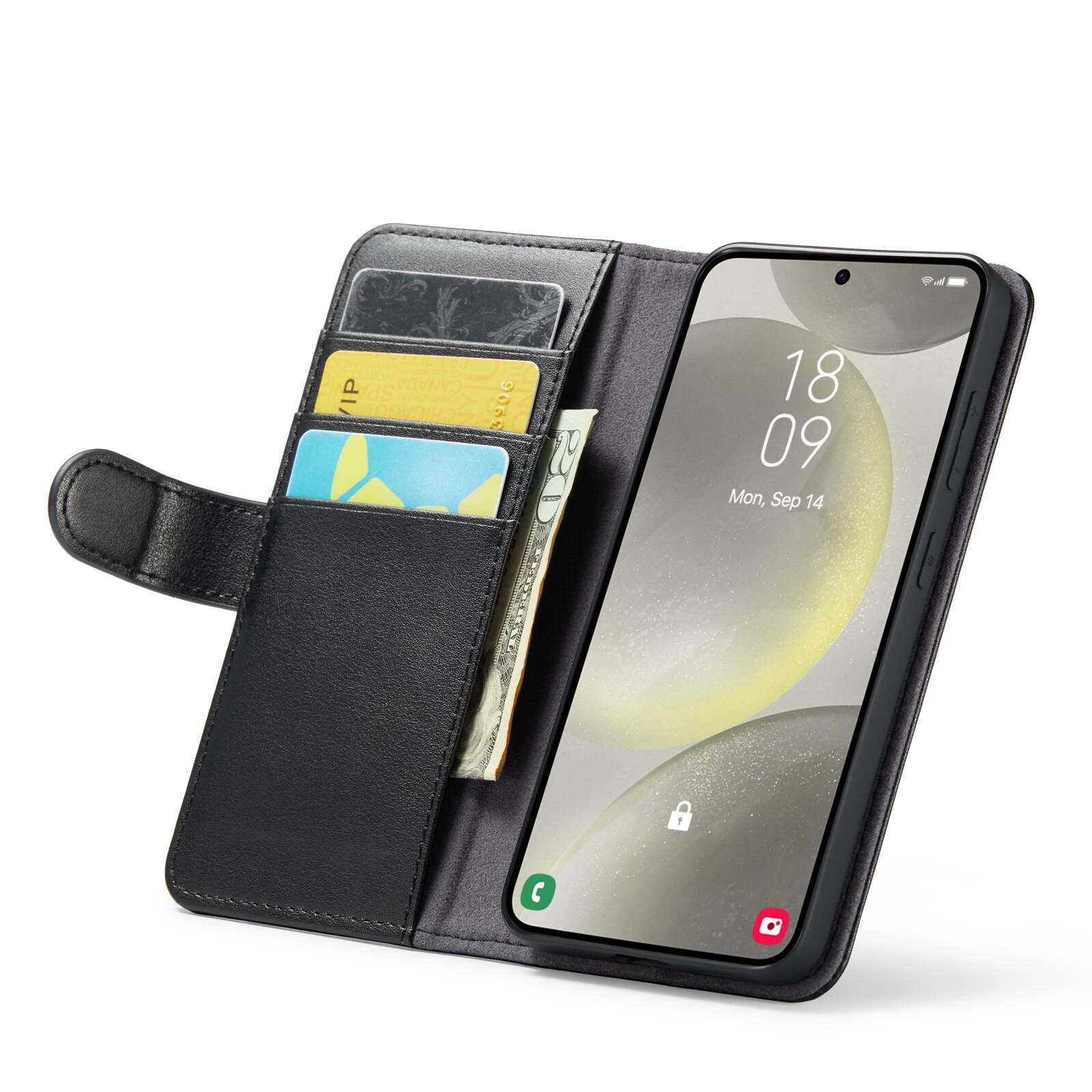Samsung Galaxy S24 Plus Pungetui i ægte læder, Sort