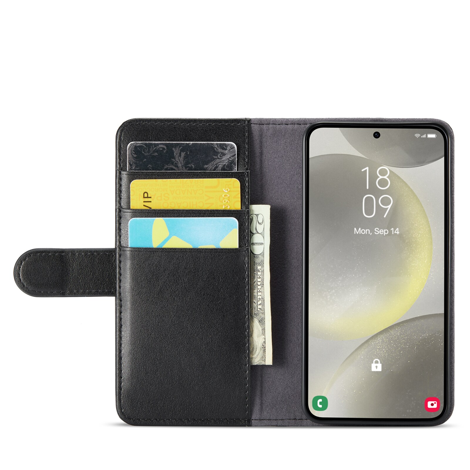 Samsung Galaxy S24 Plus Pungetui i ægte læder, Sort