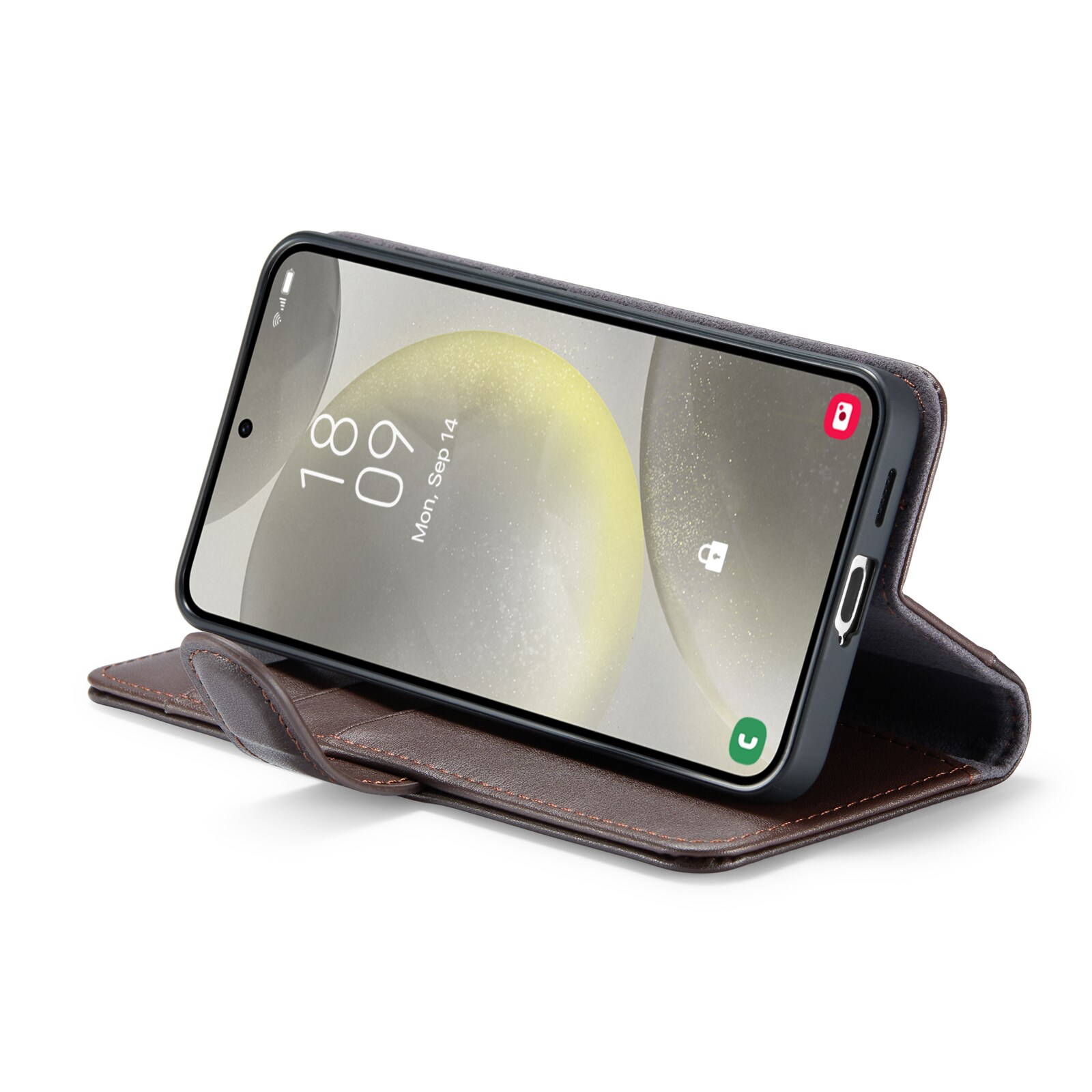 Samsung Galaxy S24 Pungetui i ægte læder, Brun