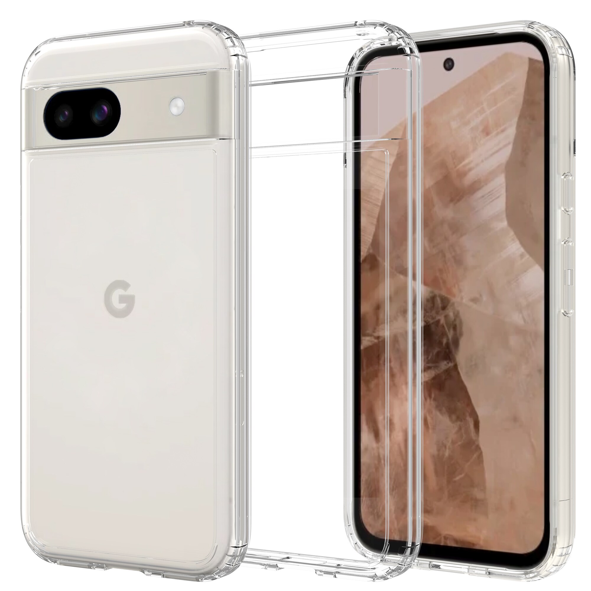 Google Pixel 8a Crystal Hybrid-cover, Gennemsigtig