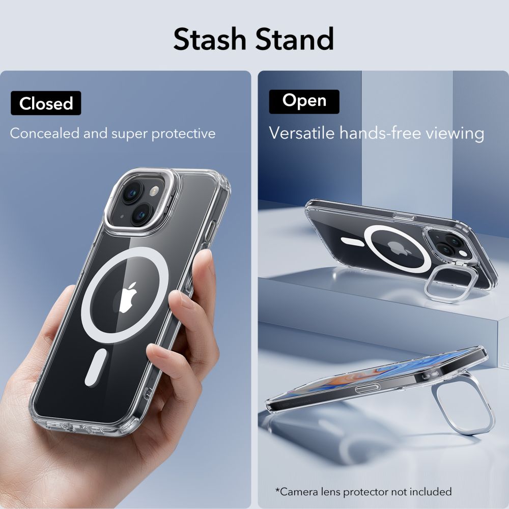 iPhone 15 Plus Classic Hybridskal MagSafe med kickstand, Genomskinlig