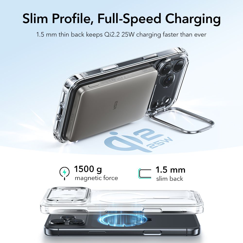 iPhone 17 Pro Classic hybridcover med MagSafe og kickstand, Gennemsigtig