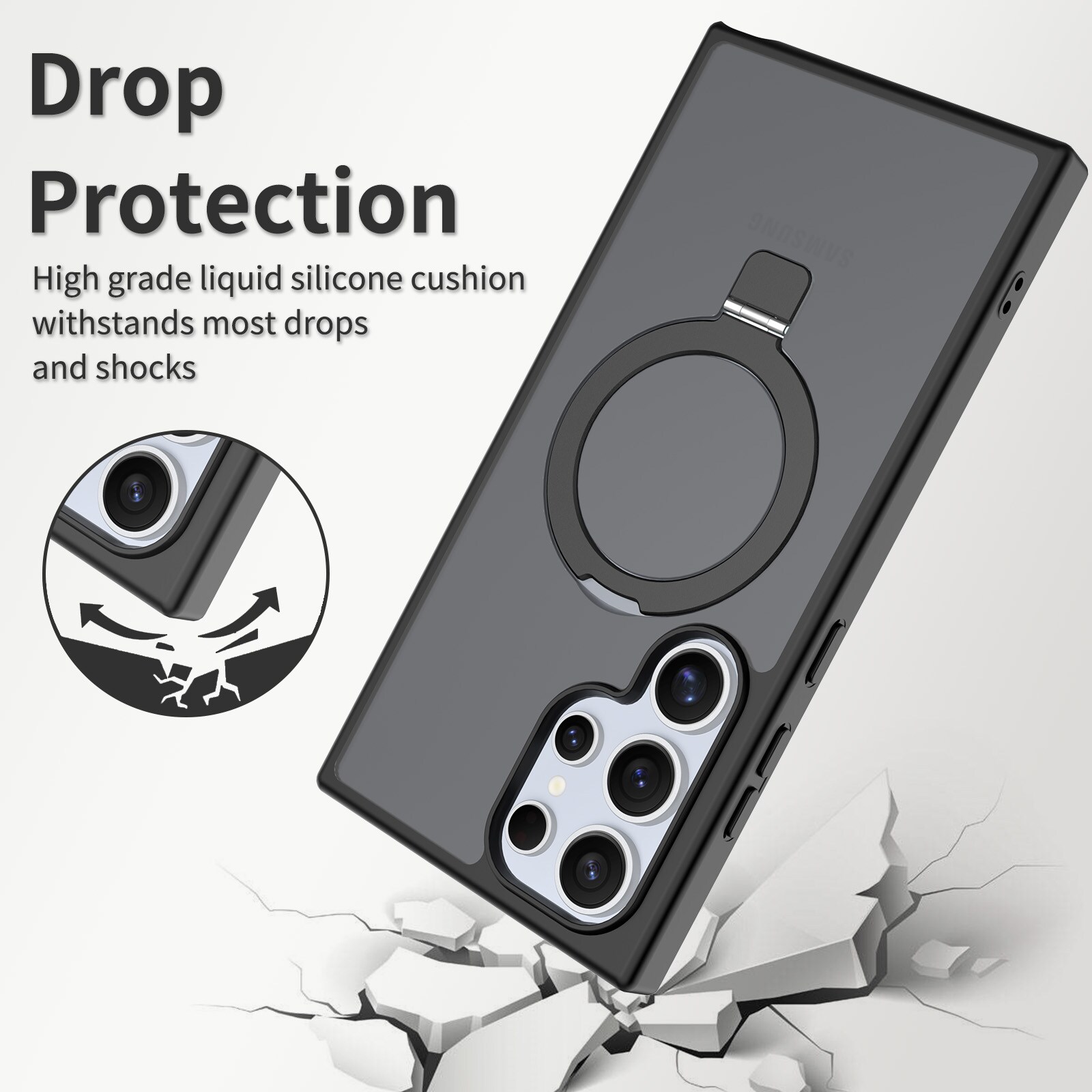 Samsung Galaxy S24 Ultra Magnetic hybridcover med stativfunktion, Sort