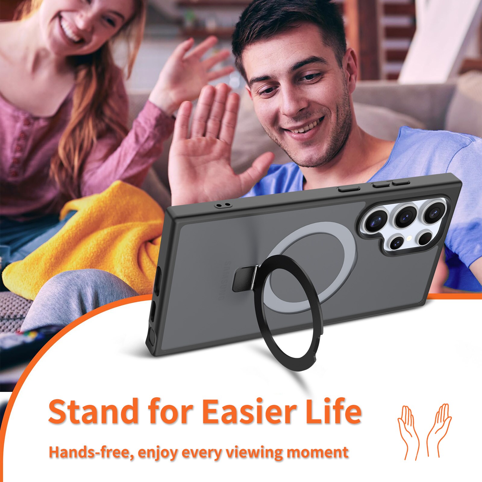 Samsung Galaxy S24 Ultra Magnetic hybridcover med stativfunktion, Sort