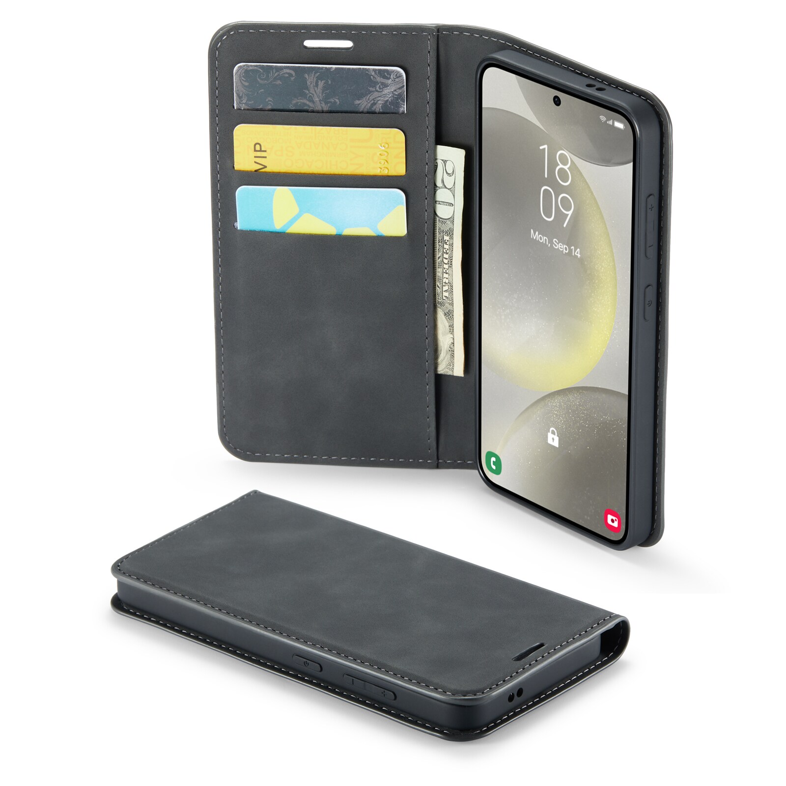 Samsung Galaxy S24 Slankt etui med kortholder, Sort