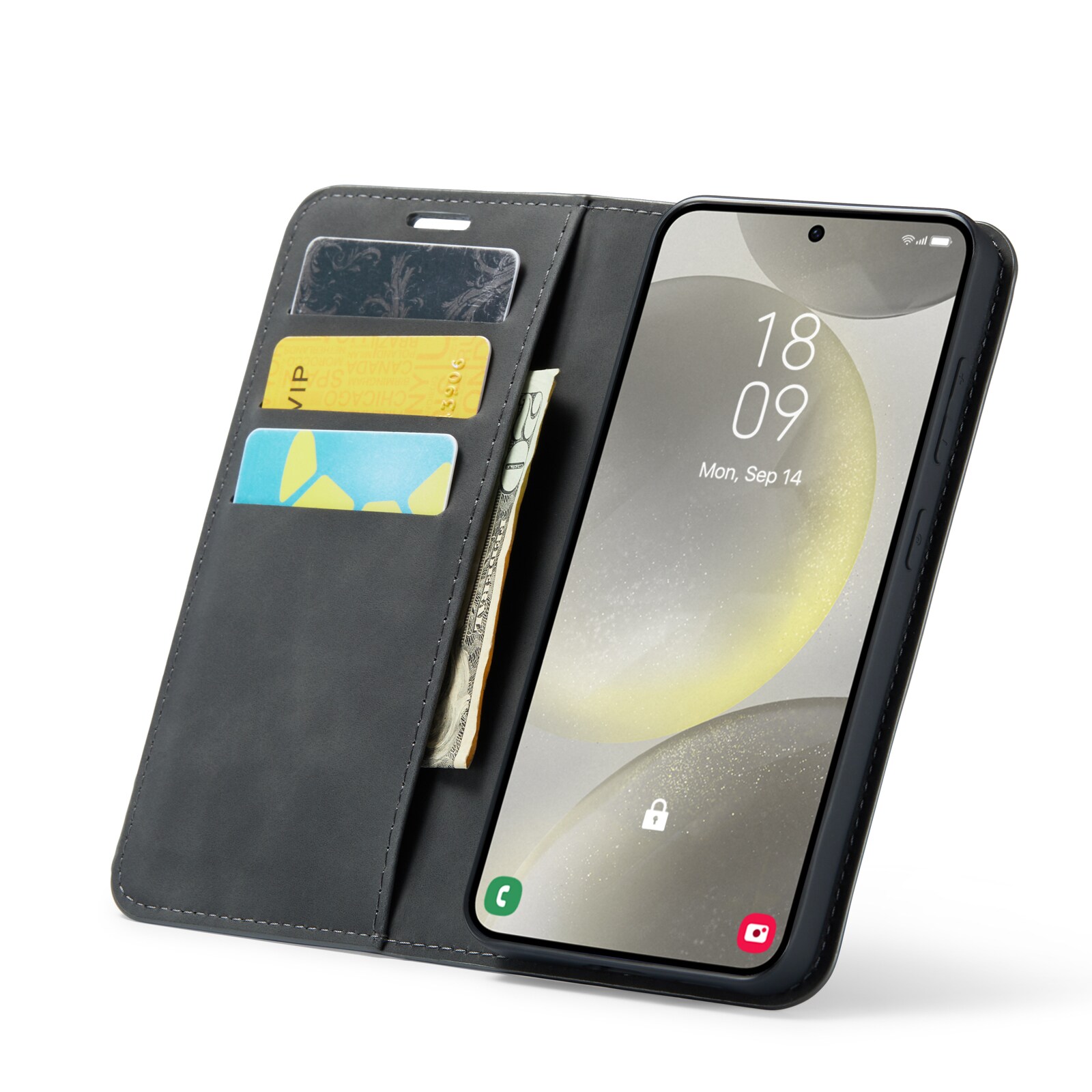 Samsung Galaxy S24 Slankt etui med kortholder, Sort