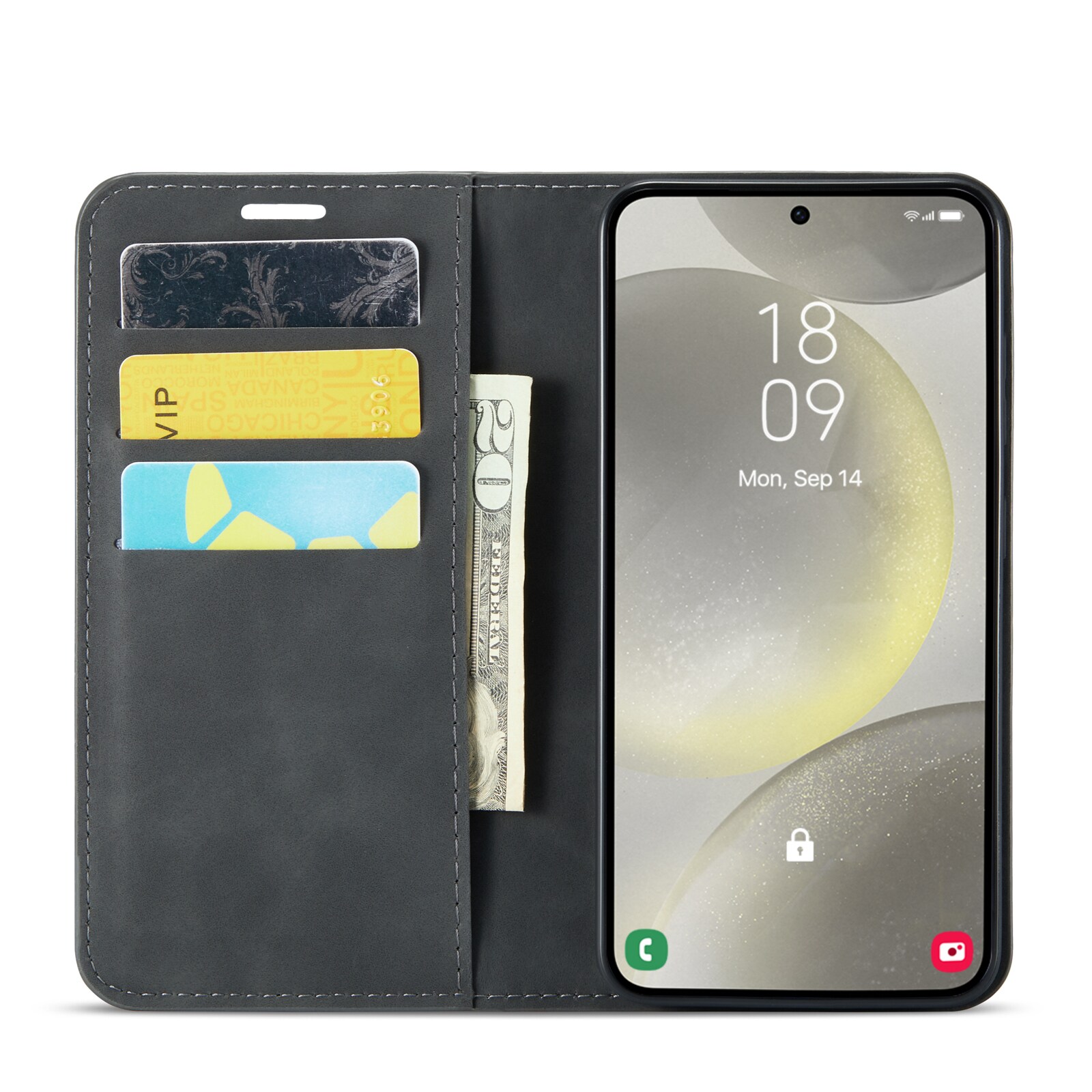 Samsung Galaxy S24 Slankt etui med kortholder, Sort