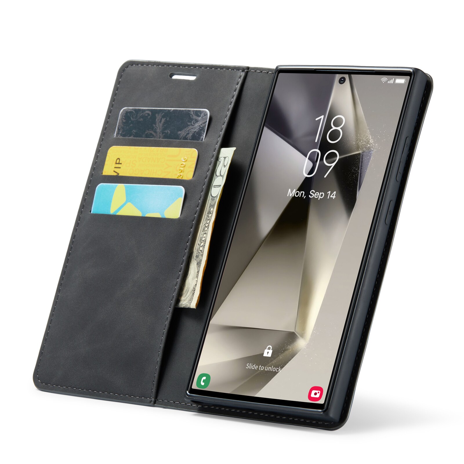 Samsung Galaxy S24 Ultra Slankt etui med kortholder, Sort