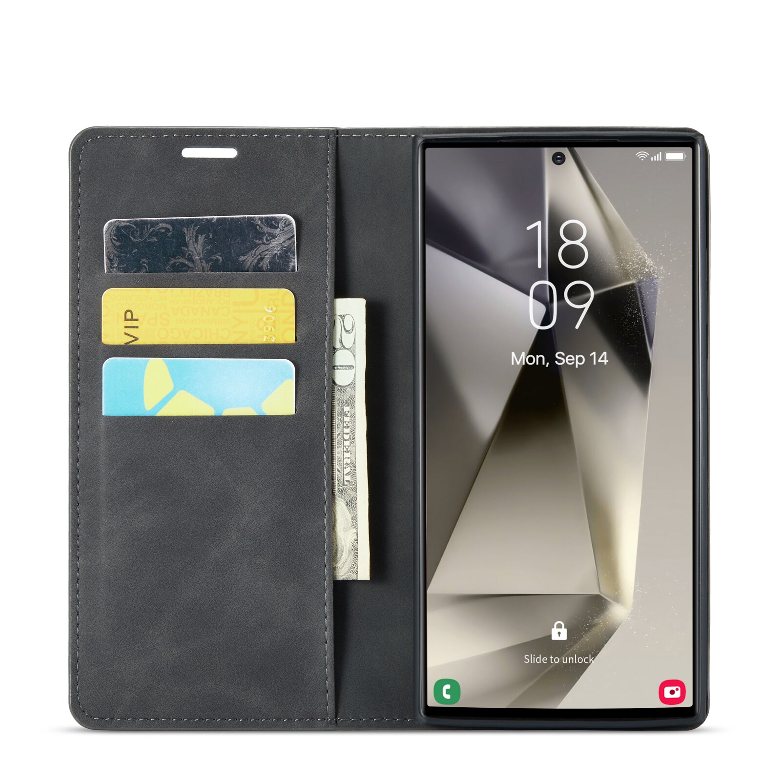 Samsung Galaxy S24 Ultra Slankt etui med kortholder, Sort