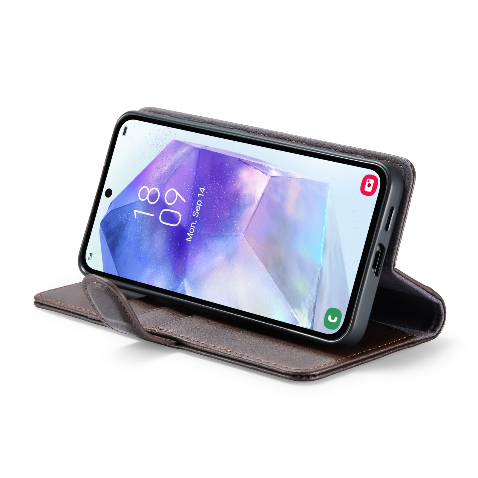 Samsung Galaxy A35 Pungetui i ægte læder, Brun